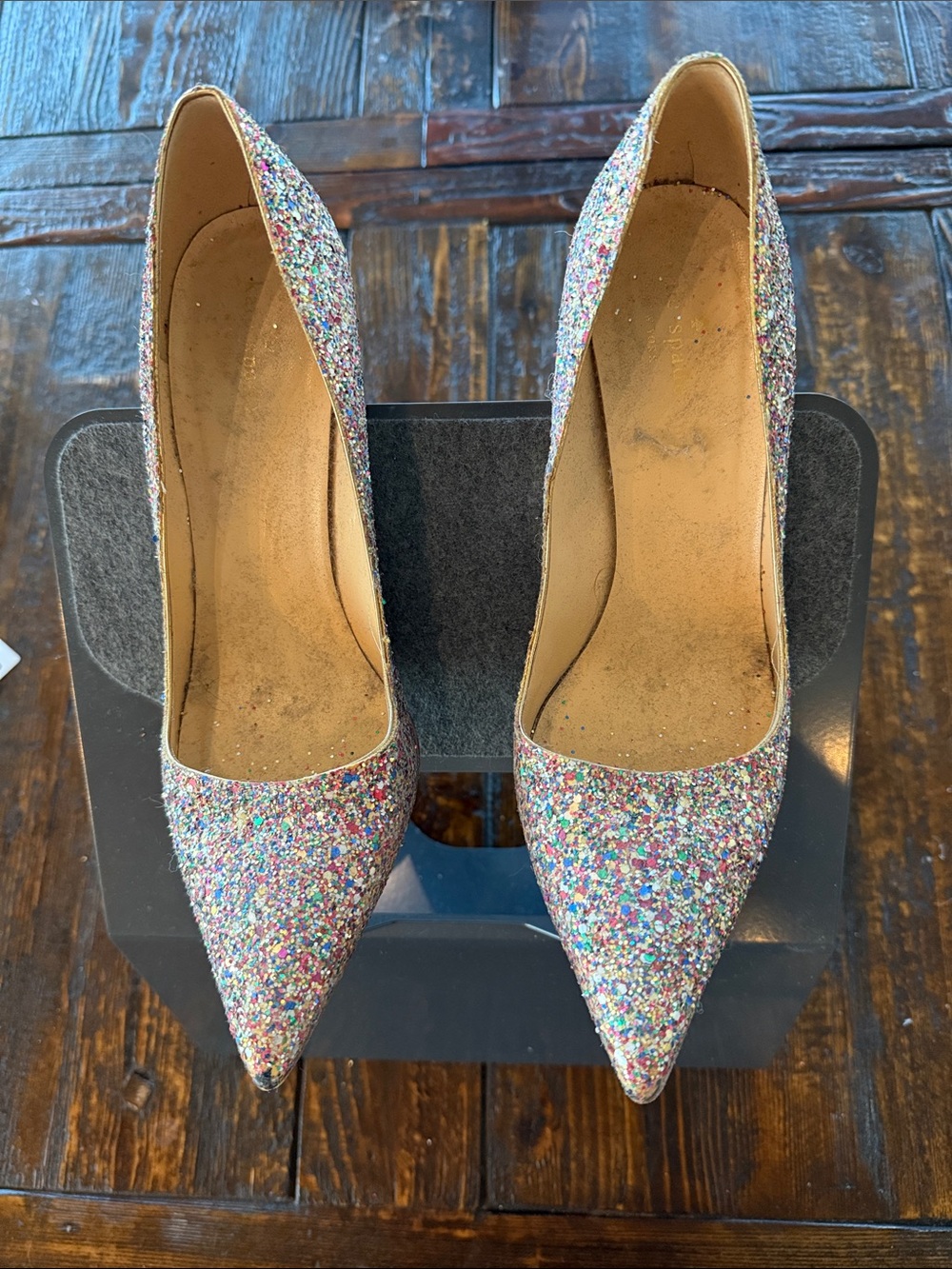 Glitter Pointed-Toe Heels - Multicolor